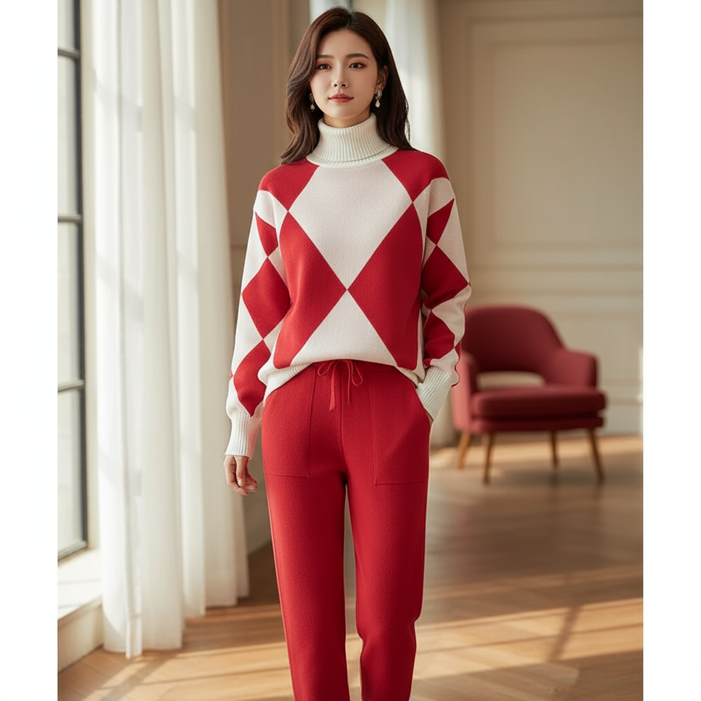 Ava Zestaw Damski – Elegancki i Wygodny Zestaw Dzianinowy o Nowoczesnym Stylu