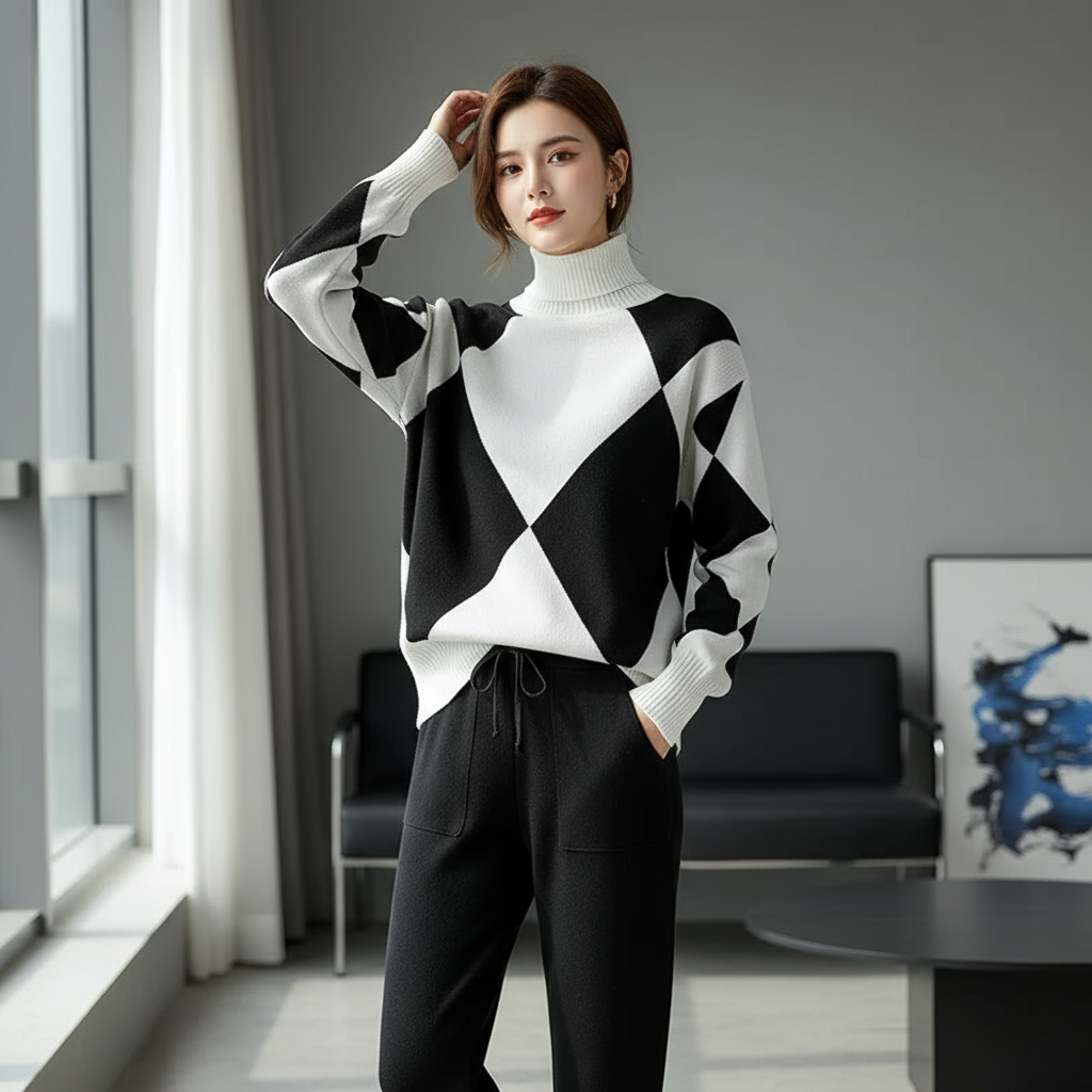 Ava Zestaw Damski – Elegancki i Wygodny Zestaw Dzianinowy o Nowoczesnym Stylu