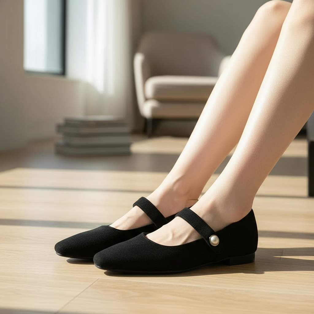 Amélie Baleriny Damskie – Eleganckie Buty z Perłowym Paskiem i Szykownym Szpiczastym Noskiem