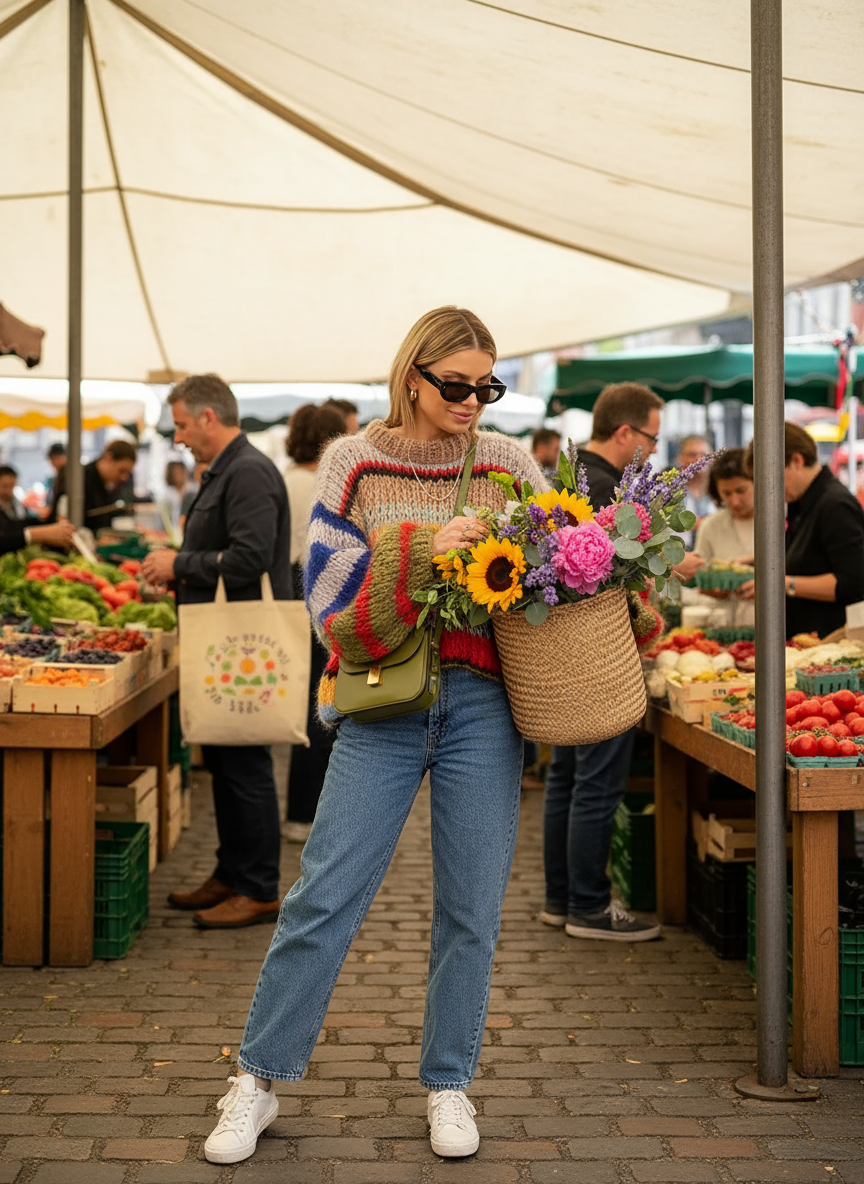 Zoé Sweter z Moheru Wielokolorowy – Odważny i Przytulny Komfort dla Kobiety