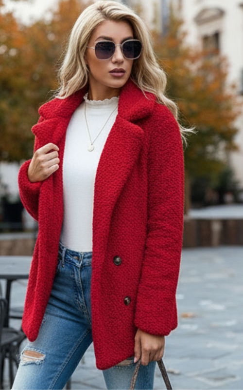 Andi Płaszcz Damski – Elegancki z Klasycznym Kołnierzem z Rewersami & Wyrafinowany Krój