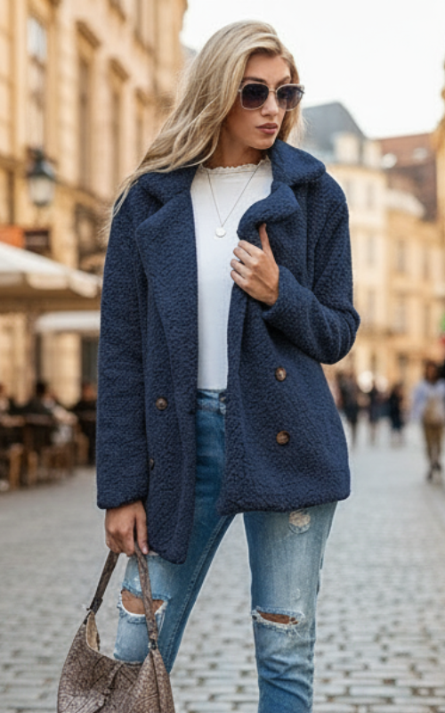 Andi Płaszcz Damski – Elegancki z Klasycznym Kołnierzem z Rewersami & Wyrafinowany Krój