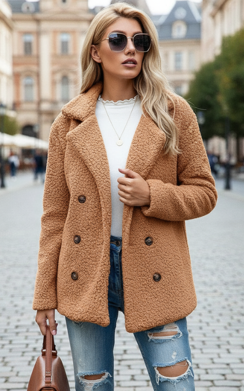 Andi Płaszcz Damski – Elegancki z Klasycznym Kołnierzem z Rewersami & Wyrafinowany Krój