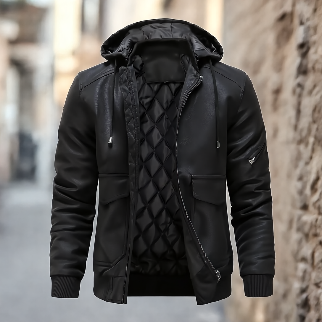 Anthony Kurtka Męska Zimowa ze Skóry z Kapturem – Izolacja Termiczna & Ponadczasowy Styl