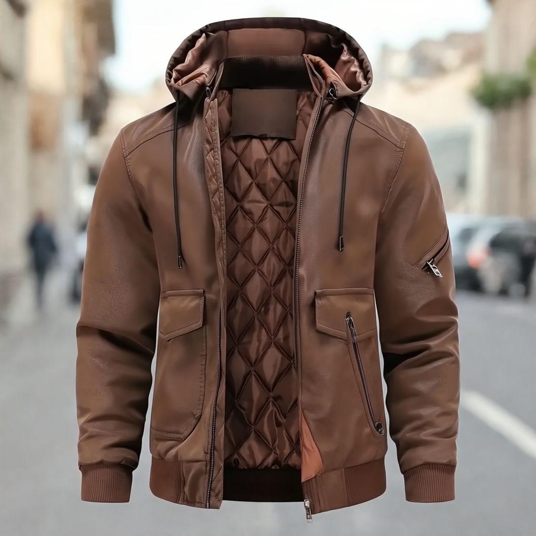 Anthony Kurtka Męska Zimowa ze Skóry z Kapturem – Izolacja Termiczna & Ponadczasowy Styl