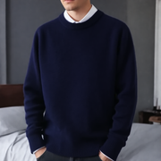 Richard Sweter Męski z Okrągłym Dekoltem – Elegancki Błękitny, Wygodny z Mieszanki Kaszmiru i Wełny