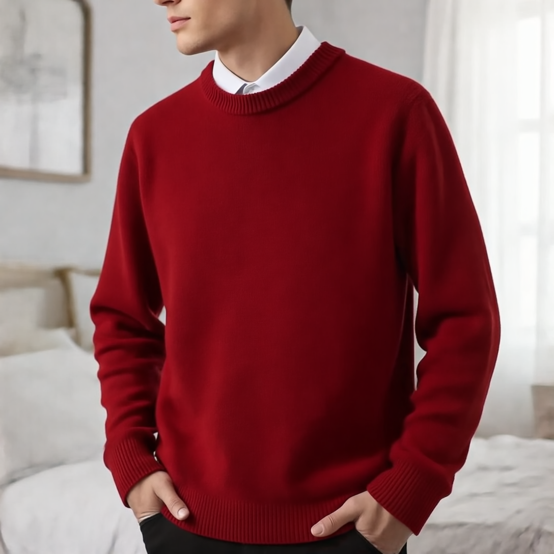 Richard Sweter Męski z Okrągłym Dekoltem – Elegancki Błękitny, Wygodny z Mieszanki Kaszmiru i Wełny