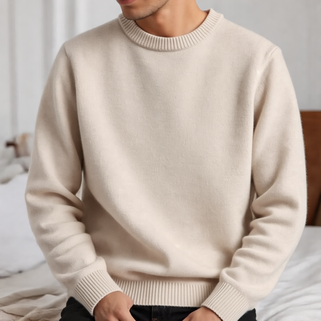 Daniel Sweter Męski z Okrągłym Dekoltem – Błękitny, Miękki Komfort & Elegancka Mieszanka Kaszmiru i Wełny