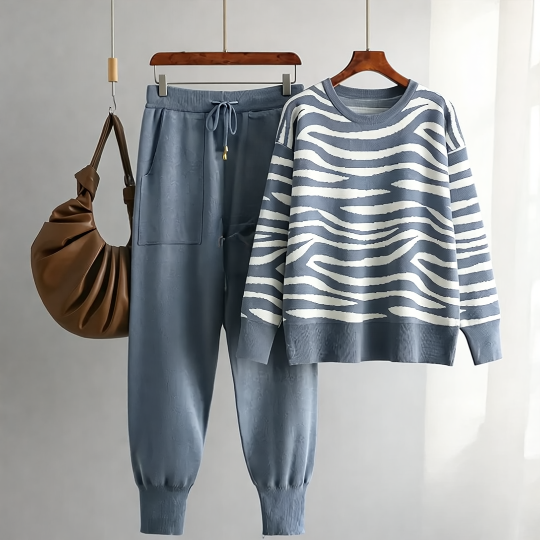 Delaney Zestaw Damski z Kaszmiru – Modny Wzór w Zebrę, Miękki & Wygodny