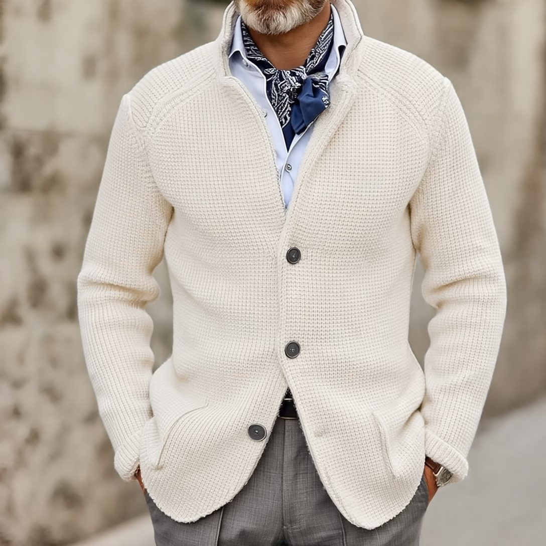 Edward Marynarka Męska Vintage – Elegancki Stójkowy Kołnierz, Długie Rękawy & Ponadczasowy Styl