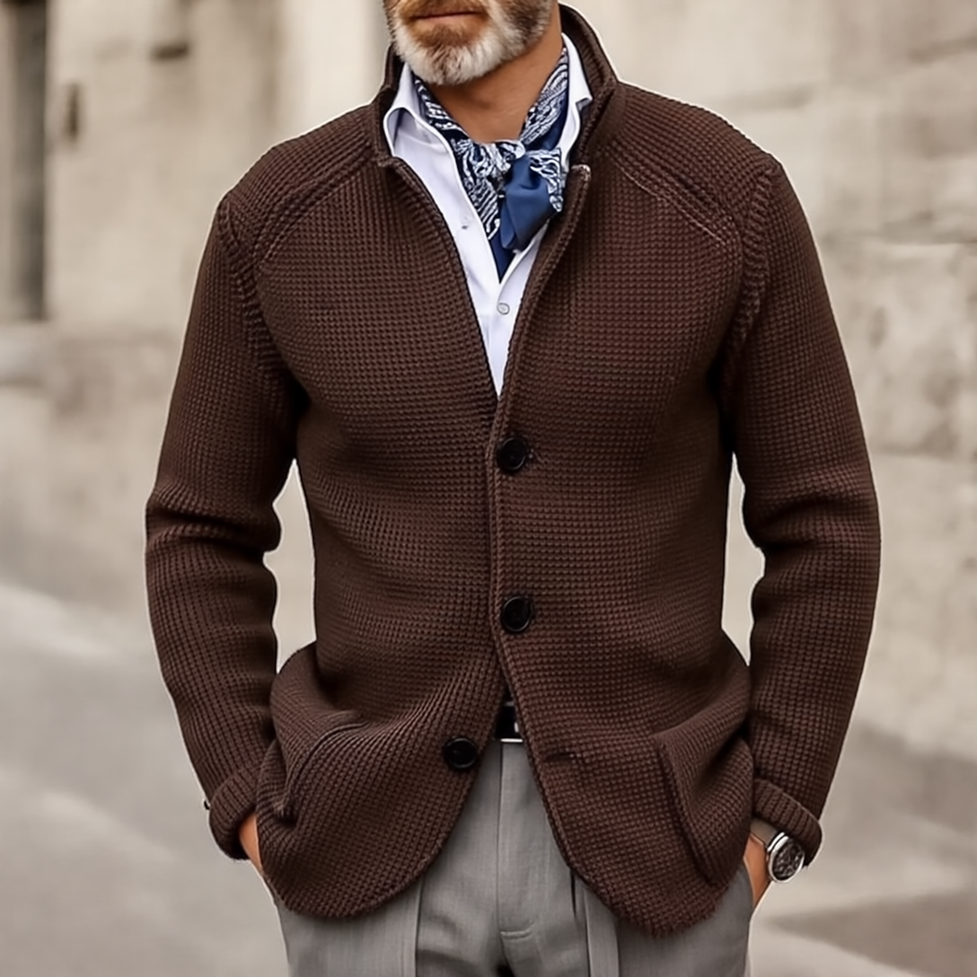 Edward Marynarka Męska Vintage – Elegancki Stójkowy Kołnierz, Długie Rękawy & Ponadczasowy Styl