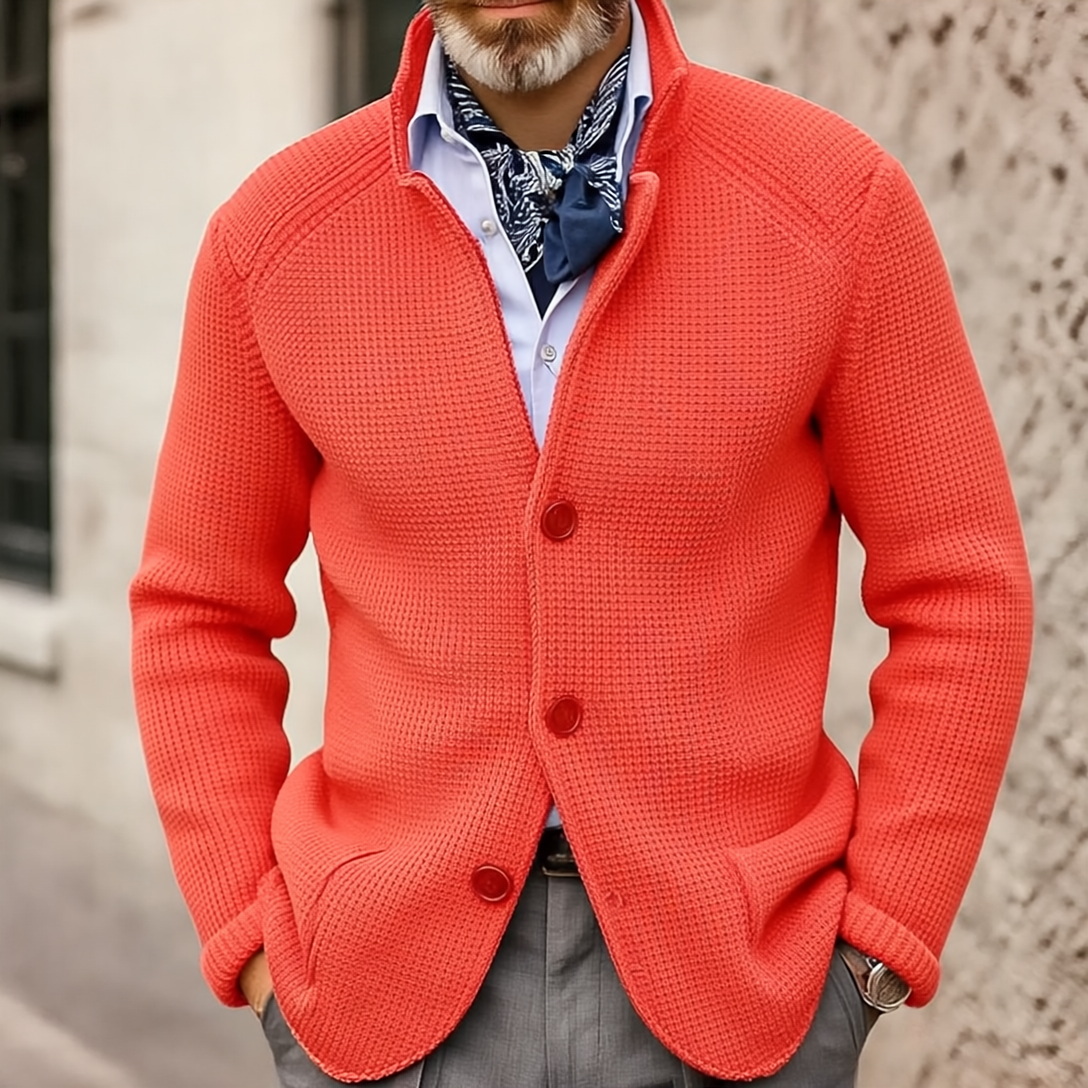 Edward Marynarka Męska Vintage – Elegancki Stójkowy Kołnierz, Długie Rękawy & Ponadczasowy Styl