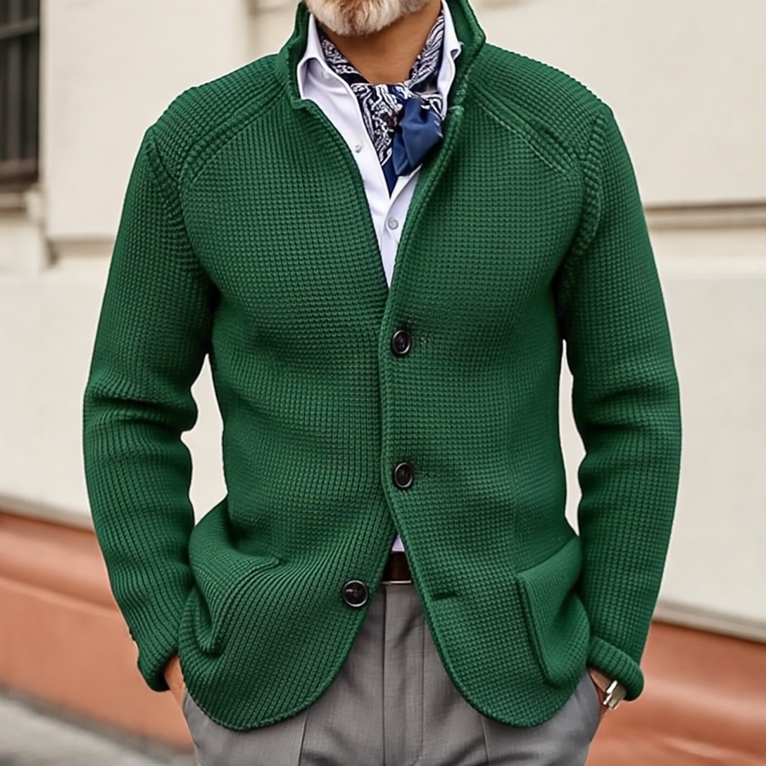 Edward Marynarka Męska Vintage – Elegancki Stójkowy Kołnierz, Długie Rękawy & Ponadczasowy Styl