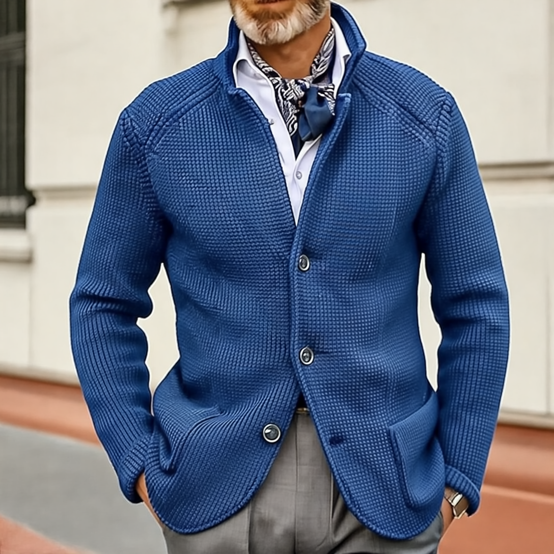 Edward Marynarka Męska Vintage – Elegancki Stójkowy Kołnierz, Długie Rękawy & Ponadczasowy Styl