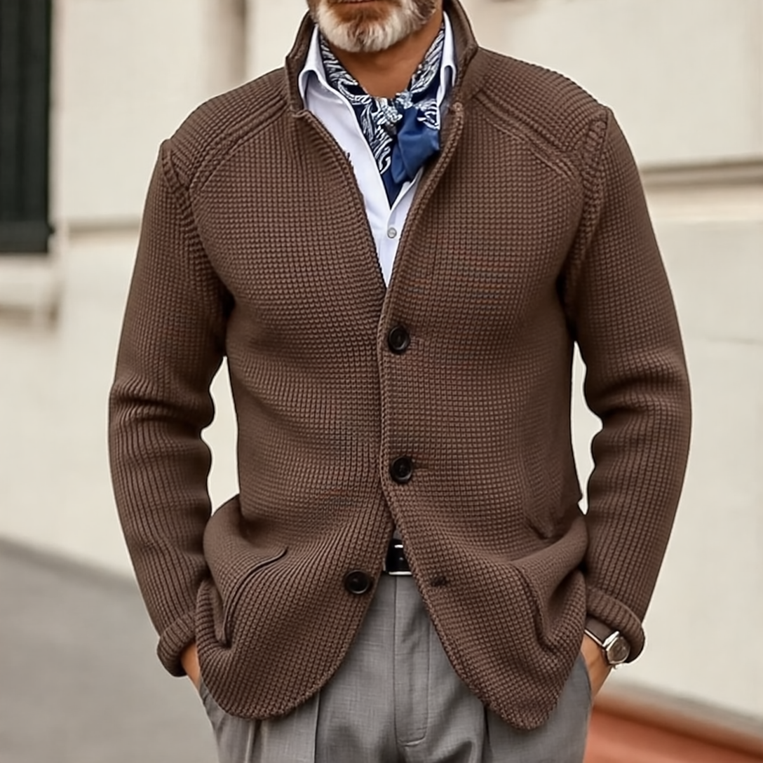 Edward Marynarka Męska Vintage – Elegancki Stójkowy Kołnierz, Długie Rękawy & Ponadczasowy Styl