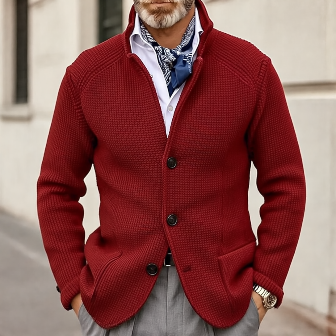 Edward Marynarka Męska Vintage – Elegancki Stójkowy Kołnierz, Długie Rękawy & Ponadczasowy Styl