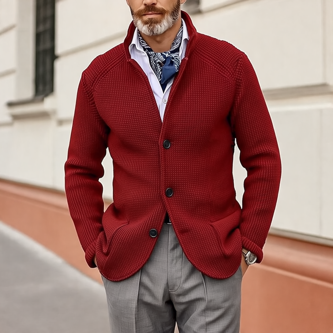 Edward Marynarka Męska Vintage – Elegancki Stójkowy Kołnierz, Długie Rękawy & Ponadczasowy Styl