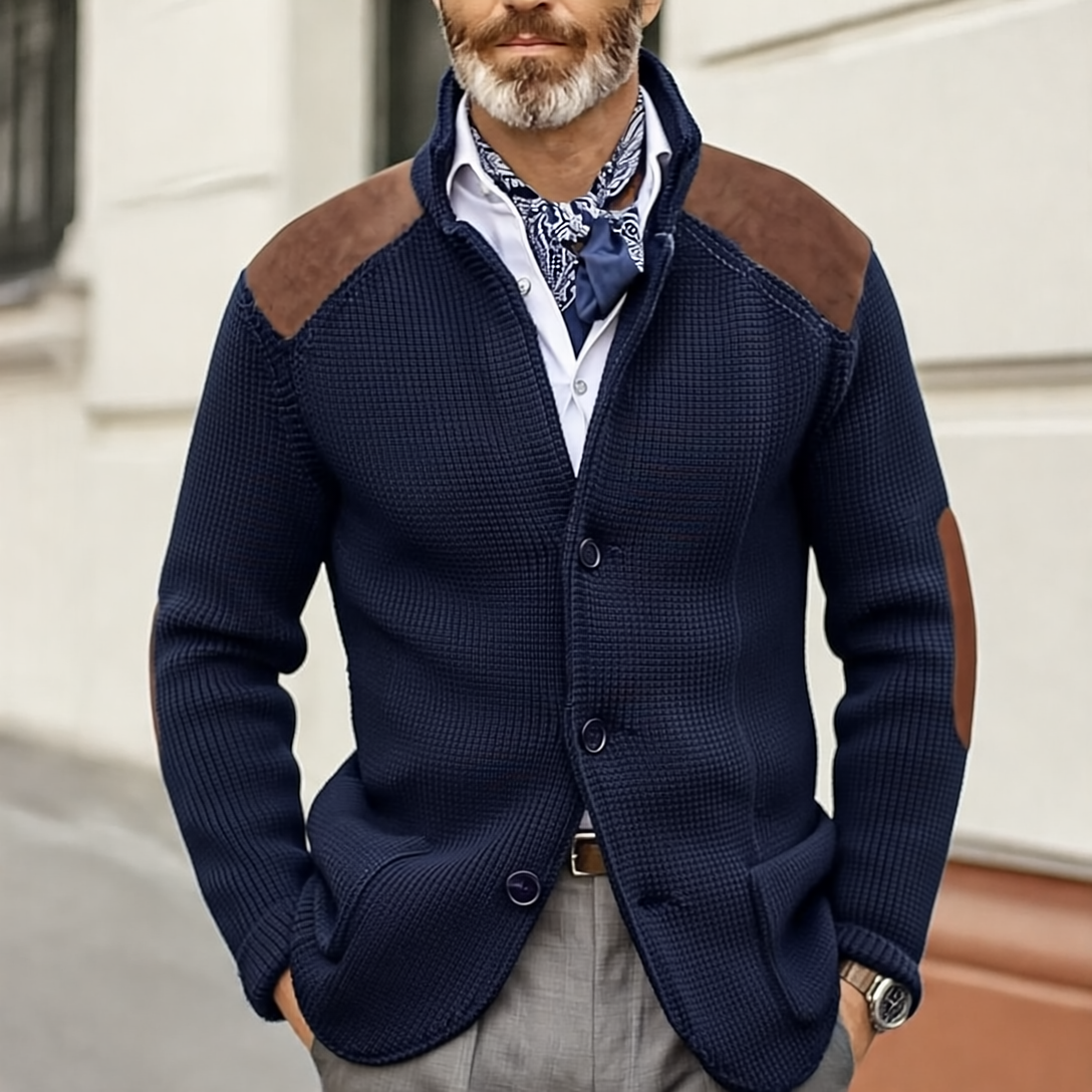 Edward Marynarka Męska Vintage – Elegancki Stójkowy Kołnierz, Długie Rękawy & Ponadczasowy Styl