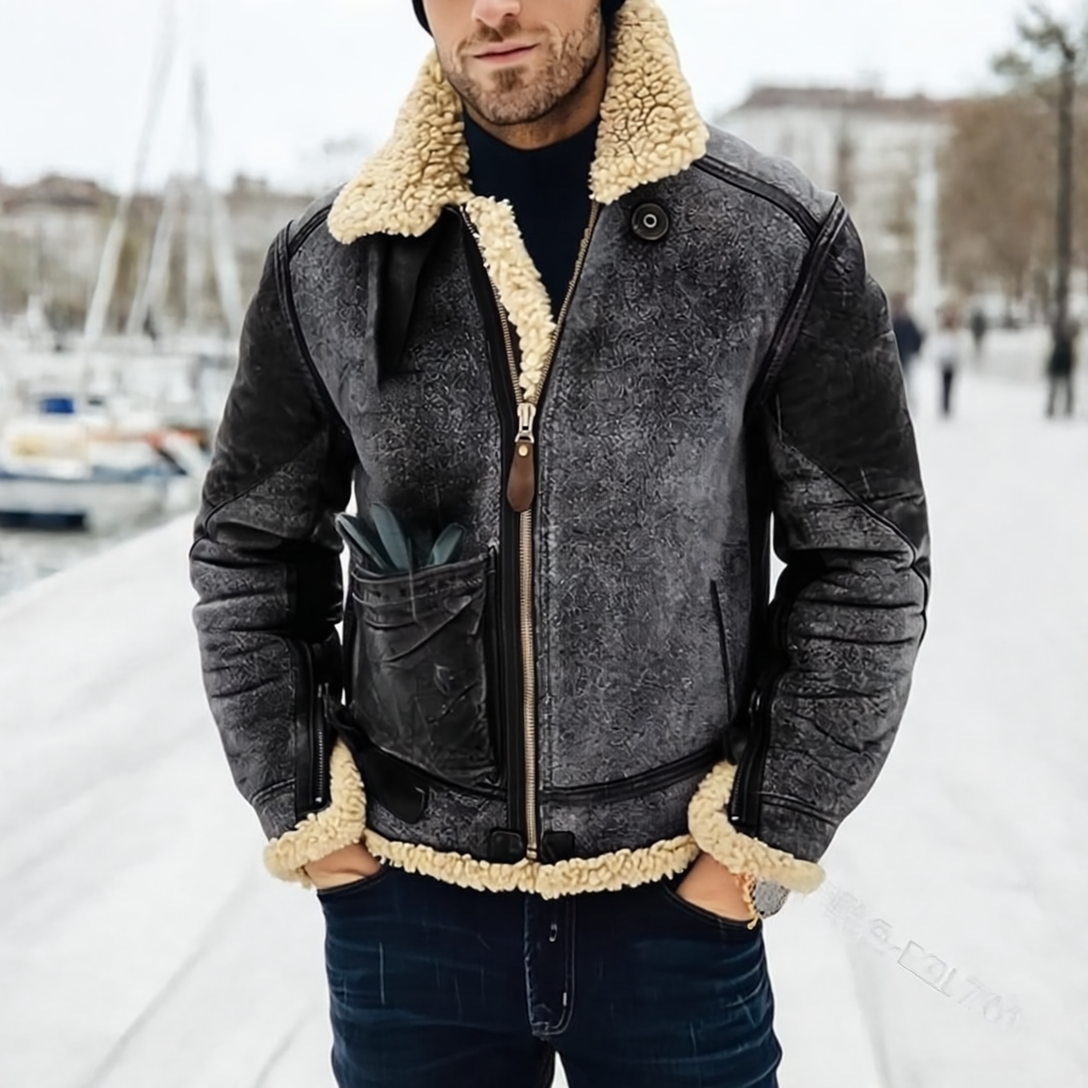 Elias Kurtka Męska ze Skóry – Regularny krój, praktyczne zapięcie na zamek & ponadczasowy styl