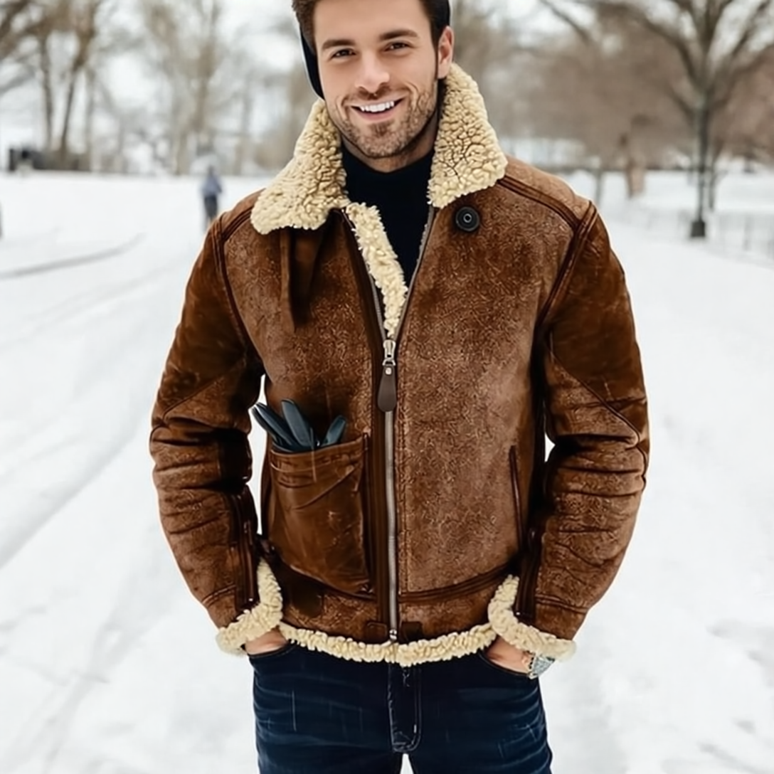 Elias Kurtka Męska ze Skóry – Regularny krój, praktyczne zapięcie na zamek & ponadczasowy styl