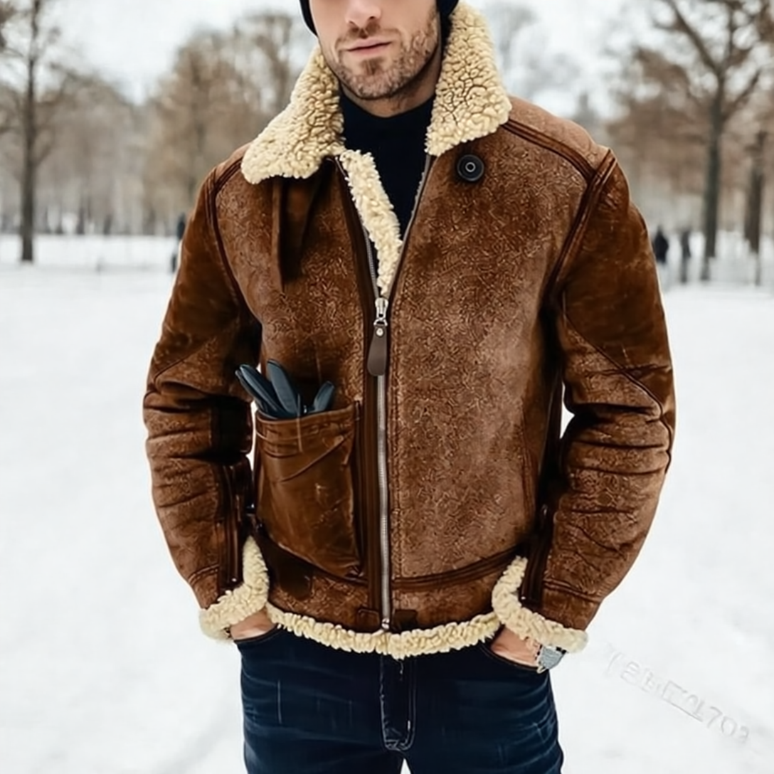 Elias Kurtka Męska ze Skóry – Regularny krój, praktyczne zapięcie na zamek & ponadczasowy styl