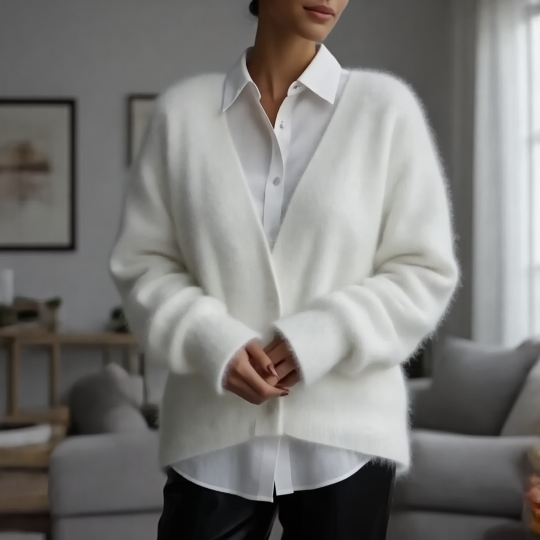 Ella Sweter Damski z Kaszmiru – Elegancki Luźny Kardigan z Ponadczasowym, Miękkim Komfortem