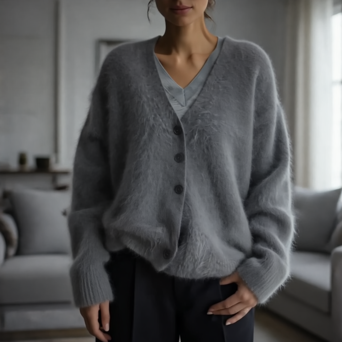 Ella Sweter Damski z Kaszmiru – Elegancki Luźny Kardigan z Ponadczasowym, Miękkim Komfortem