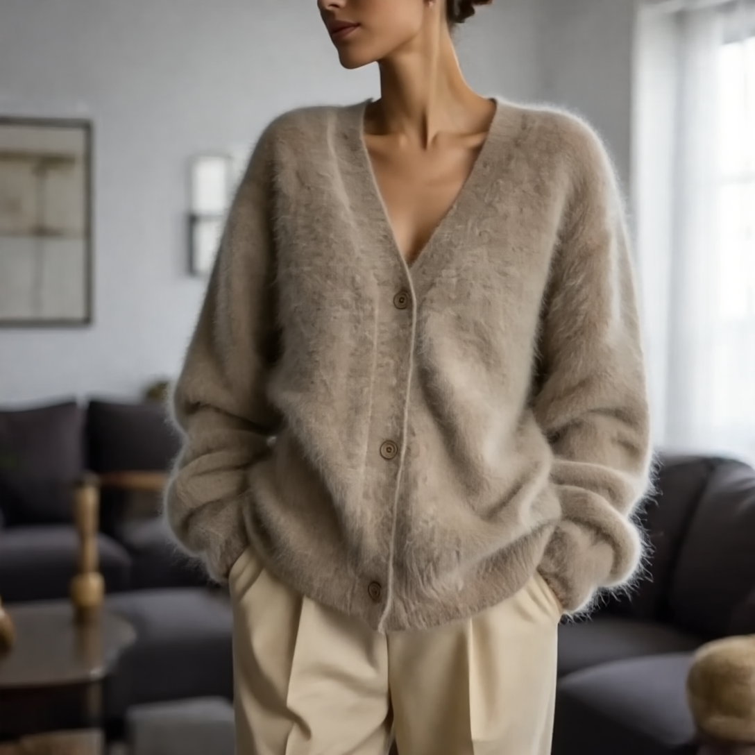 Ella Sweter Damski z Kaszmiru – Elegancki Luźny Kardigan z Ponadczasowym, Miękkim Komfortem