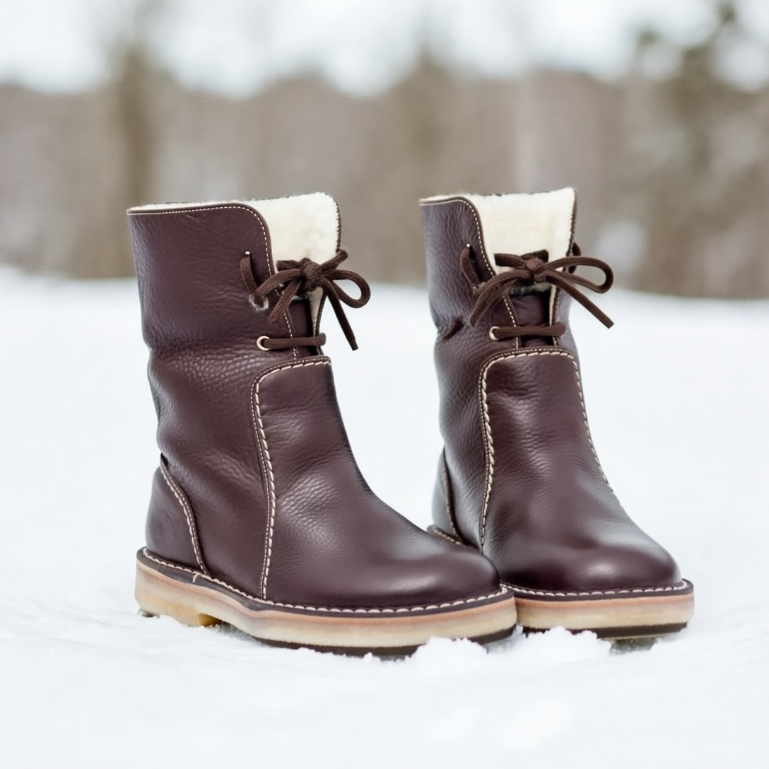 Emersyn Buty Damskie Ogrzewane – Wodoodporna Skóra z Wełnianą Podszewką i Komfortem Zimowym