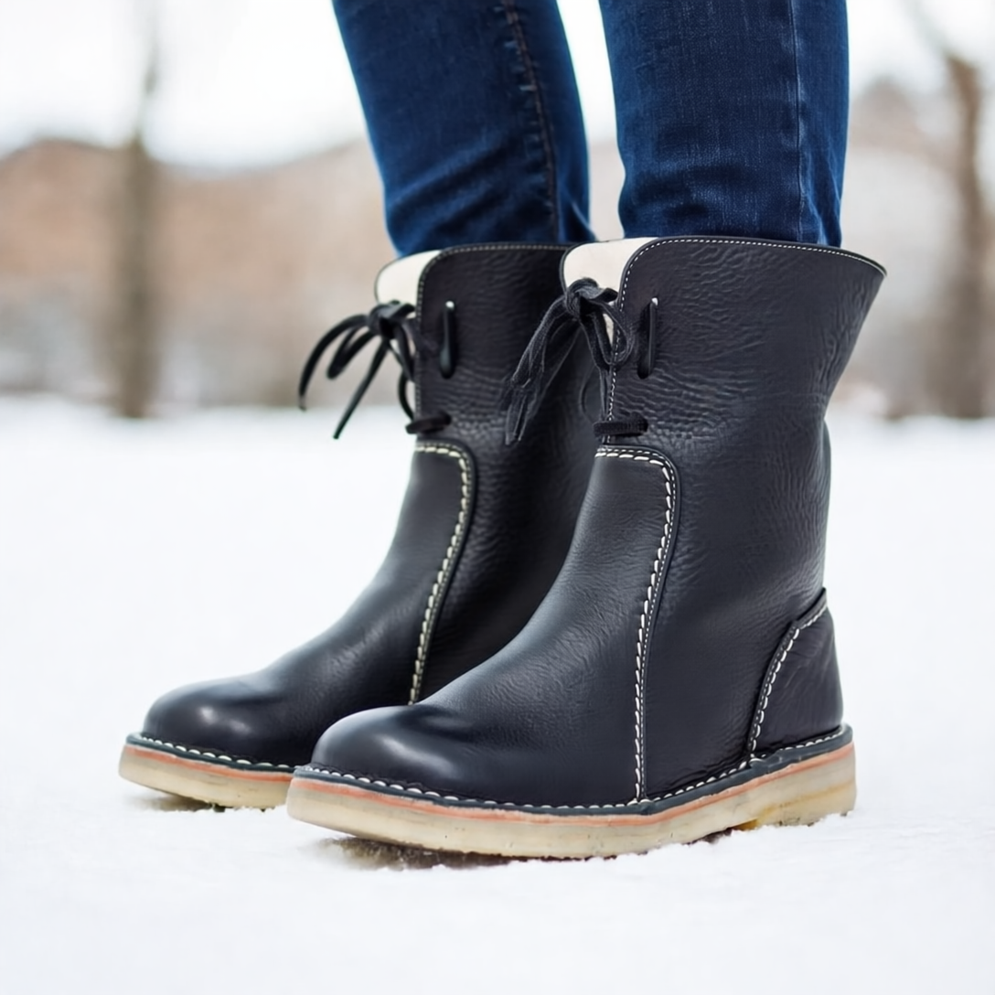 Emersyn Buty Damskie Ogrzewane – Wodoodporna Skóra z Wełnianą Podszewką i Komfortem Zimowym