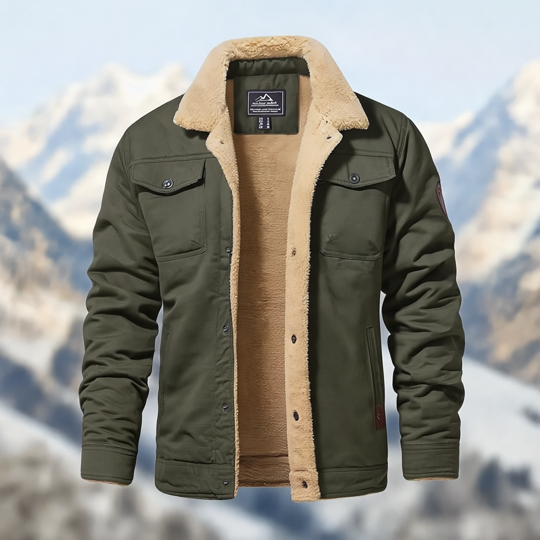 Henri Kurtka Męska Zimowa – Ciepła Kurtka z Podszewką Sherpa i Kołnierzem ze Sztucznego Futra