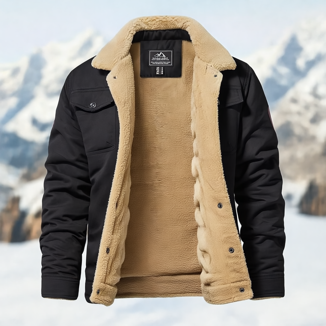Henri Kurtka Męska Zimowa – Ciepła Kurtka z Podszewką Sherpa i Kołnierzem ze Sztucznego Futra