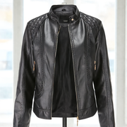 Janiyah Kurtka Damska ze Skóry – Szykowny wysoki kołnierz, zamki błyskawiczne & elegancki nowoczesny styl