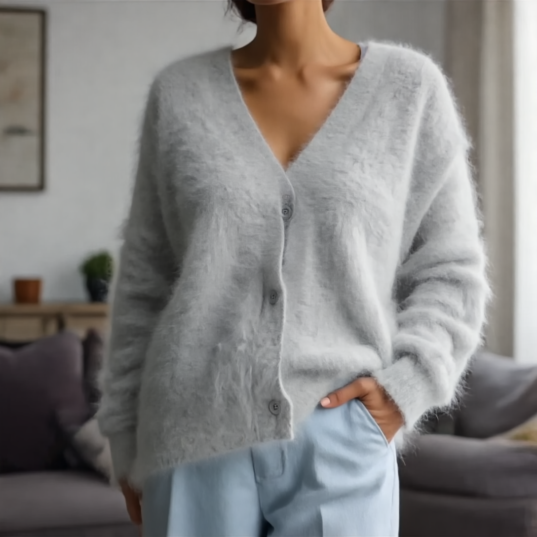Ella Sweter Damski z Kaszmiru – Elegancki Luźny Kardigan z Ponadczasowym, Miękkim Komfortem