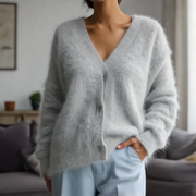 Ella Sweter Damski z Kaszmiru – Elegancki Luźny Kardigan z Ponadczasowym, Miękkim Komfortem