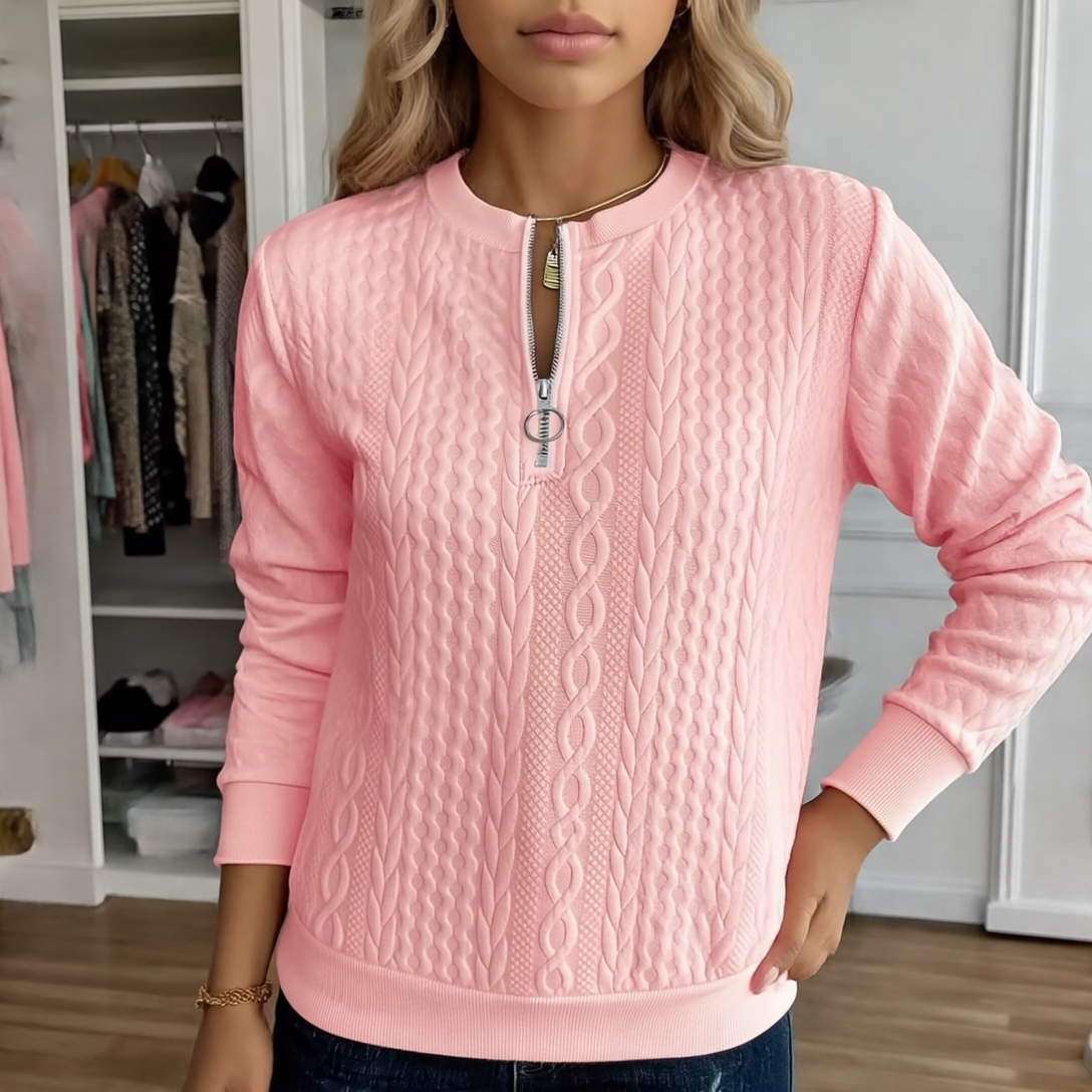 Margaux Bluza Damska Zimowa – Wygodny Sweter na Zamek z Eleganckim Dzianinowym Designem