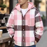 Mason Kurtka z Kapturem dla Mężczyzn – Modny wzór w kratę & wygodny, swobodny krój