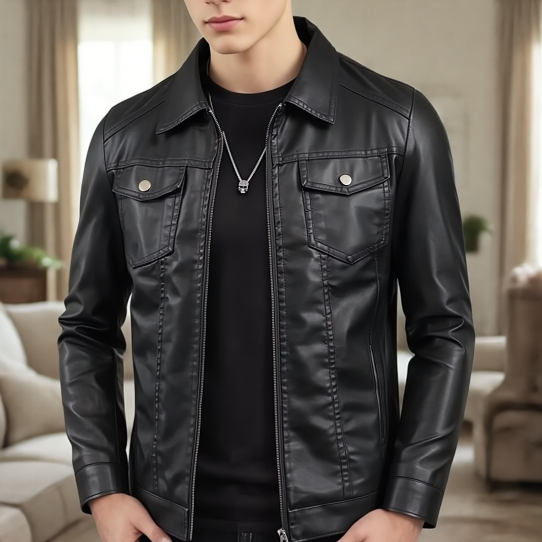 Stephen Kurtka Męska ze Skóry – Klasyczny styl, nowoczesne detale & solidne zapięcie na zamek