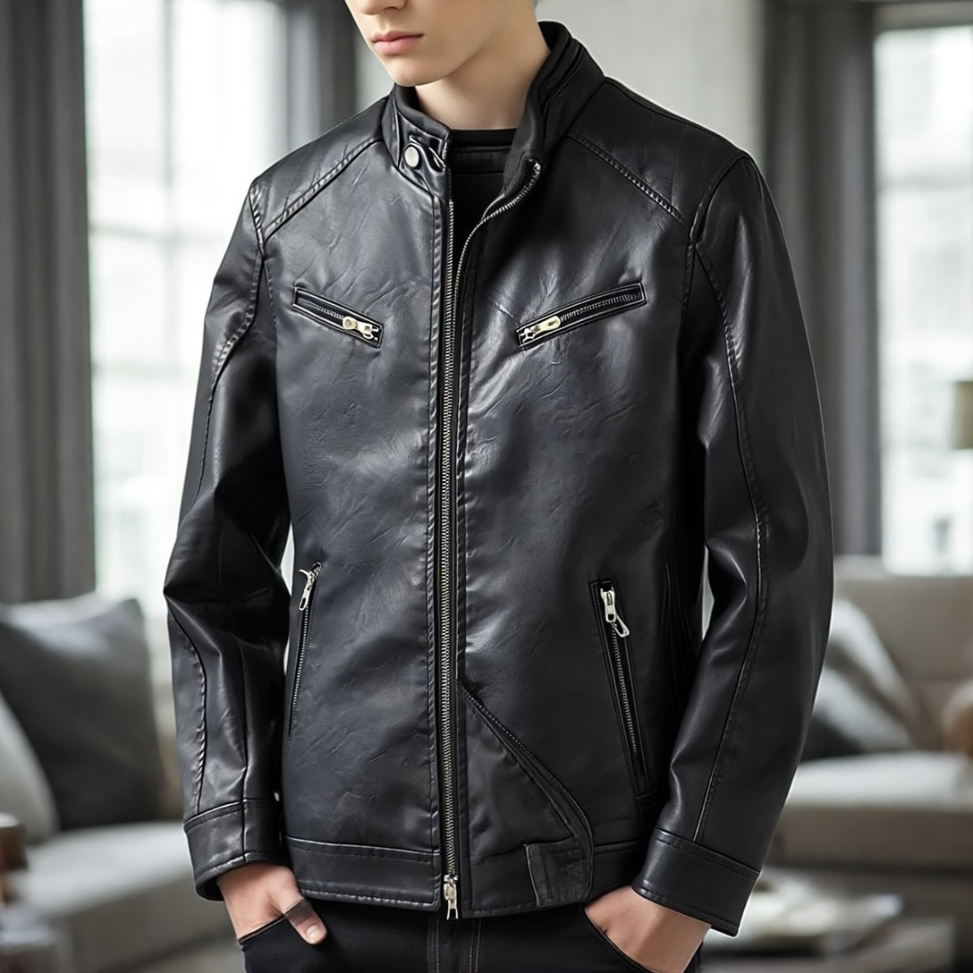 Fred Kurtka Męska ze Skóry – Regularny krój, liczne kieszenie & elegancki, ponadczasowy styl